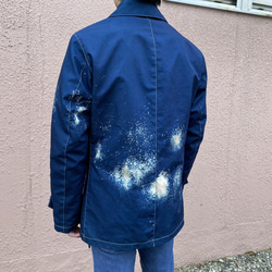 藍染めチェスタージャケット「龍雲」抜染 濃淡染め技法 『一点物』 4枚目の画像