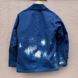 藍染めチェスタージャケット「龍雲」抜染 濃淡染め技法 『一点物』 12枚目の画像