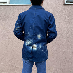 藍染めチェスタージャケット「龍雲」抜染 濃淡染め技法 『一点物』 6枚目の画像