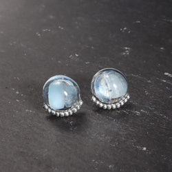 海藍寶♢Tutu♢耳環銀珠天然石樹脂原石 第3張的照片