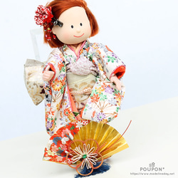 マドレーヌちゃんドール着物☆正絹縮緬貝桶小花尽くし晴れ着＋鳥の子色