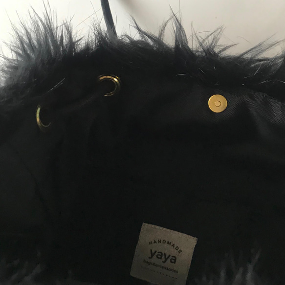 【受注生産】 2way eco fur mini bag（ブラック） 5枚目の画像