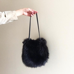 【受注生産】 2way eco fur mini bag（ブラック） 3枚目の画像