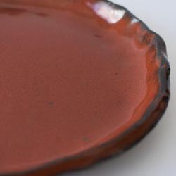 楕円形・オーバルプレート　赤土×鉄赤釉 7枚目の画像