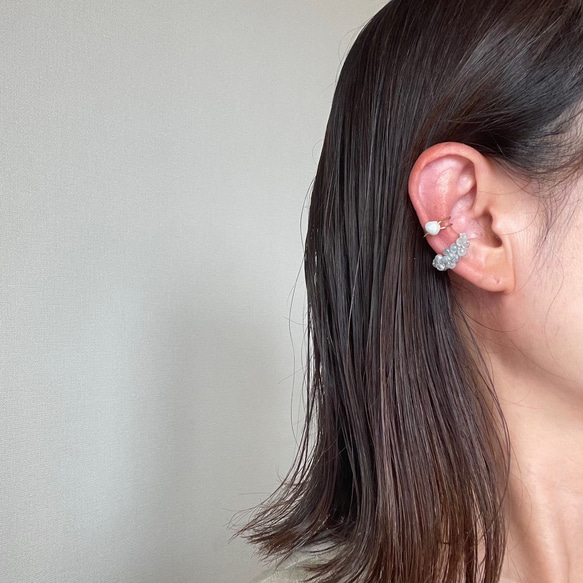 ｛イヤーカフ｝ 14kgf/ one pearl mini ear cuff(片耳） 14枚目の画像