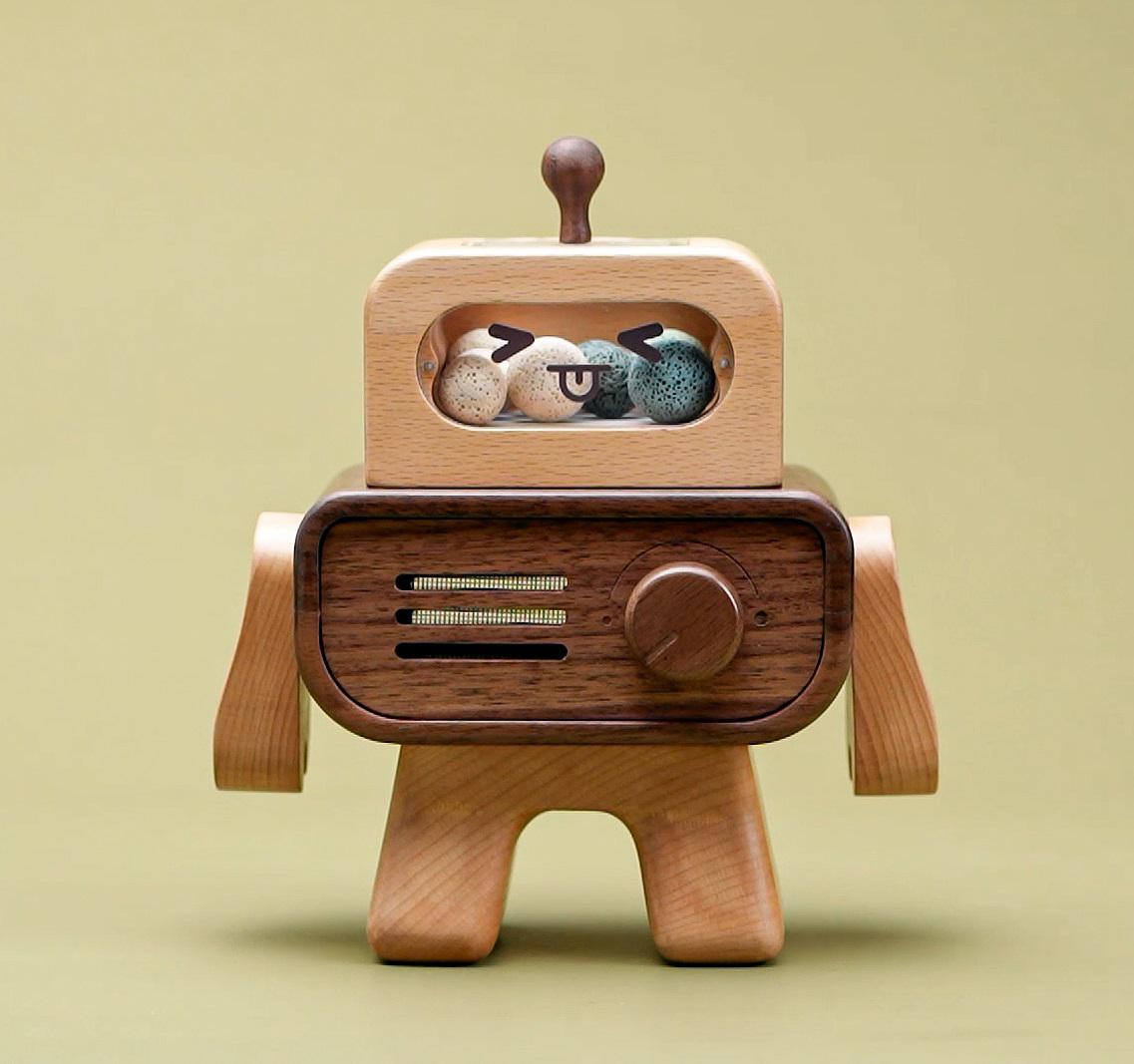 アロマディフューザー 「THE ROBOT」 木製 充電式コードレス アロマポット TOSMU