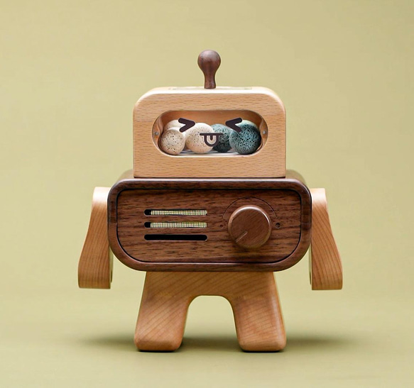アロマディフューザー 「THE ROBOT」 木製 充電式コードレス アロマポット TOSMU 1枚目の画像