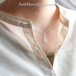 音符・ト音記号チャーム｜銀線細工の音楽モチーフネックレス用ペンダントトップ silver925[ch20-si-n] 5枚目の画像