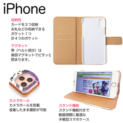 ☆全機種対応☆【手帳型 ハッピー スマホケース　カメレオンのマロウ☆】送料無料 5枚目の画像