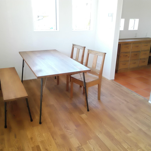 鉄脚テーブル 70x100x高さ60cm カフェ風 無垢 アイアン