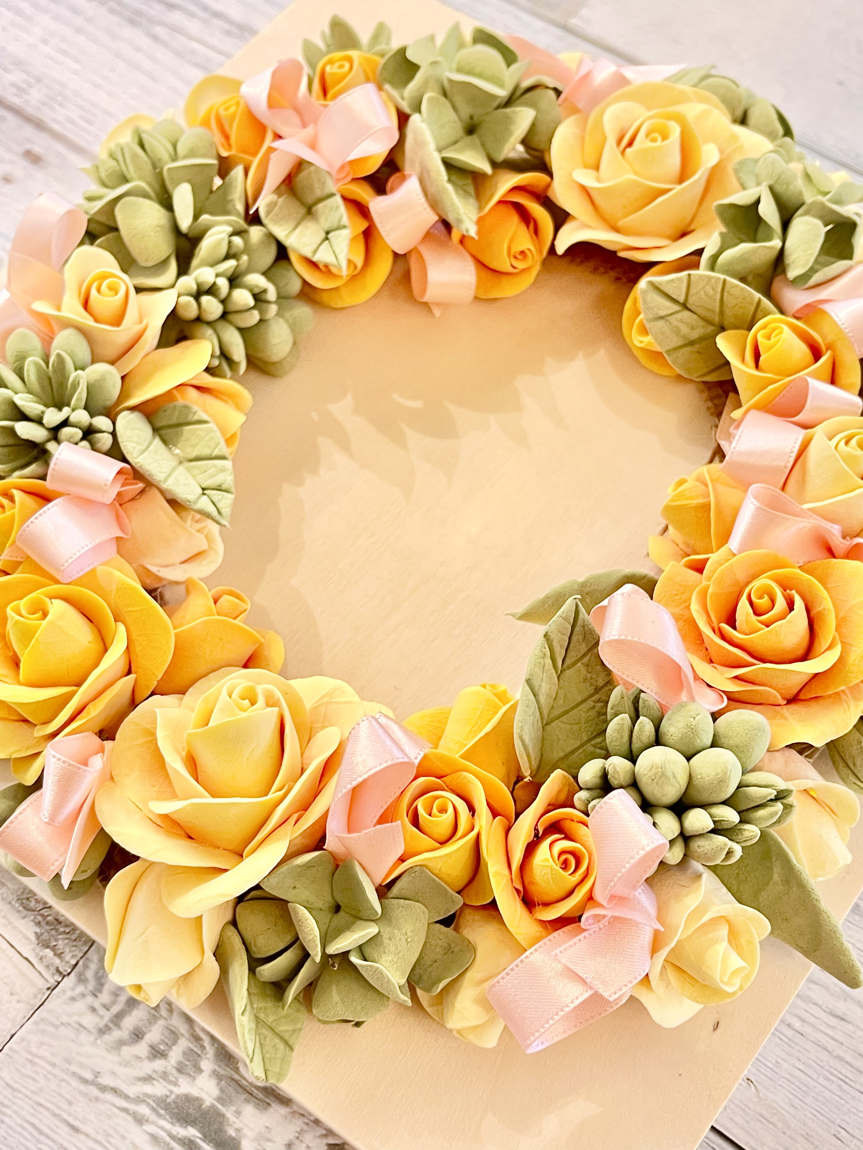 【再販】エターナルフラワーリース＊サテンのリボンとビタミンカラーのコラボレーション