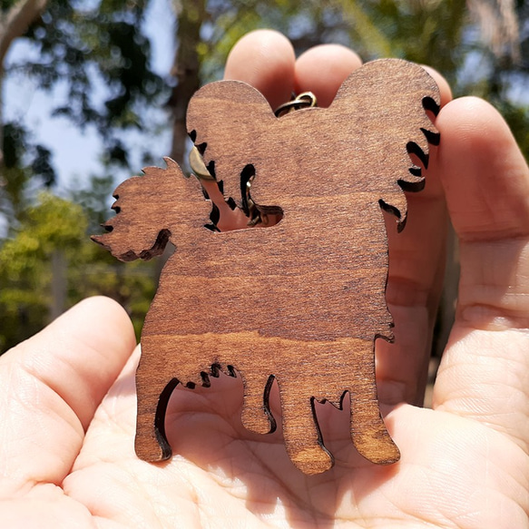 手工木作鑰匙圈 / 磁貼 [ 蝴蝶犬 A ] 第2張的照片