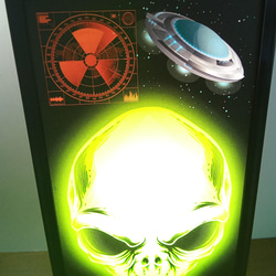 UFO エイリアン 宇宙人 未知との遭遇 ホラー インテリア サイン 看板 置物 雑貨 LED2wayライトBOX 3枚目の画像