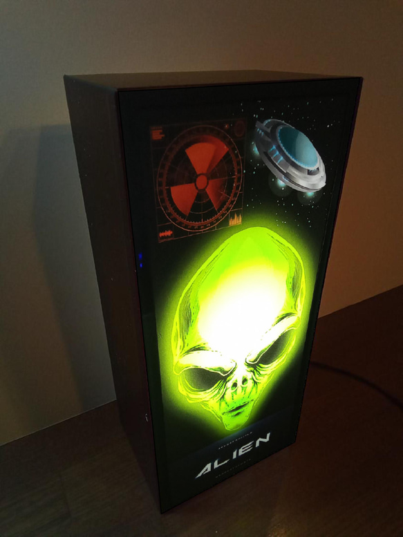 UFO エイリアン 宇宙人 未知との遭遇 ホラー インテリア サイン 看板 置物 雑貨 LED2wayライトBOX 4枚目の画像