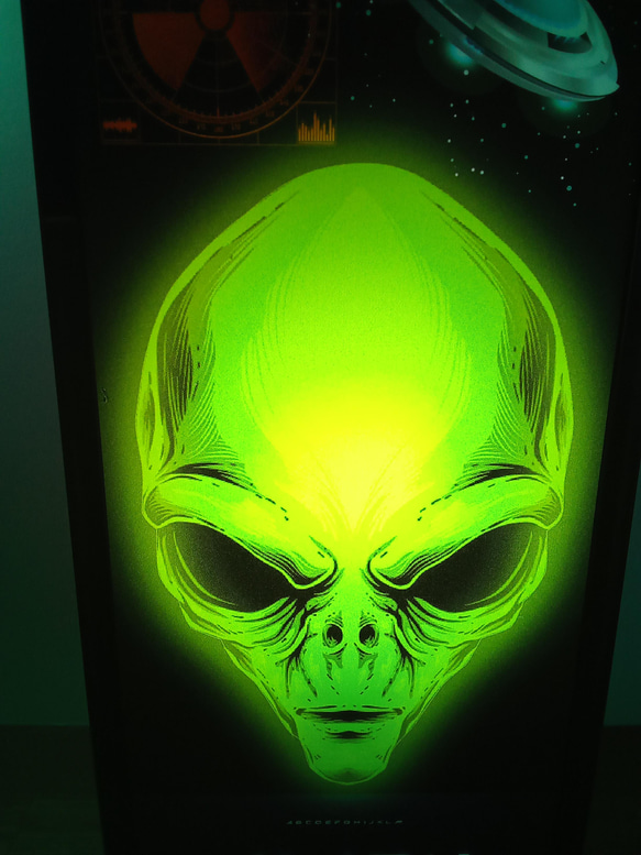 UFO エイリアン 宇宙人 未知との遭遇 ホラー インテリア サイン 看板 置物 雑貨 LED2wayライトBOX 2枚目の画像