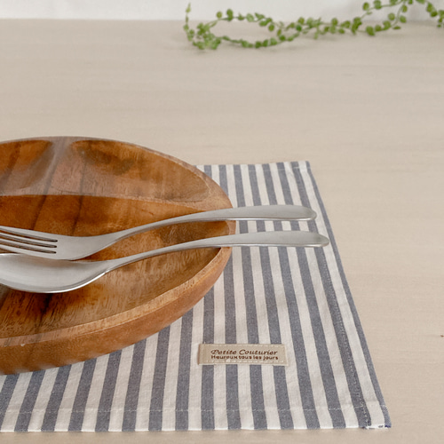 シワになりにくいランチョンマット｛ナチュラルストライプ｝ その他