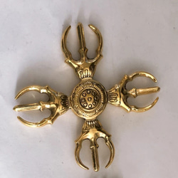 密教法具 空海大師金剛杵 飛行五鈷杵 寺院用仏具 真鍮製 16cm