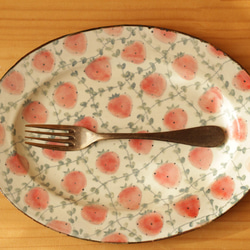 經典草莓粉橢圓形邊緣盤（大）。 第5張的照片