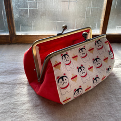 ミナペルホネン リンゴ×タンバリンがま口メイクポーチ ➁ がま口