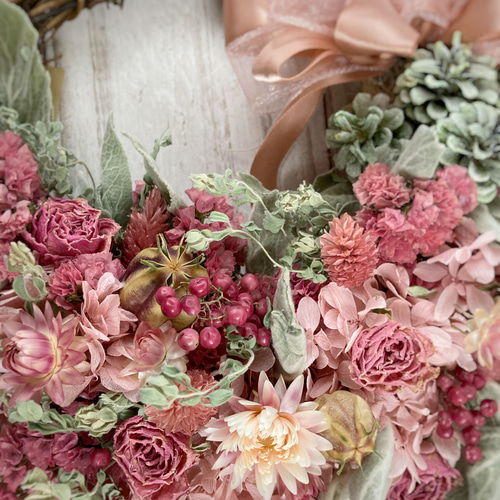 ◆ドライフラワーリース◆モーブピンク◇ナチュラル ◇ドライフラワーリース◇モーブピンク◇ナチュラル プレゼントに最適