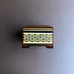 ペルシャの象嵌細工（寄木細工） 小箱　正方形 L （8ｃｍ）【ハータムカーリー034】 2枚目の画像