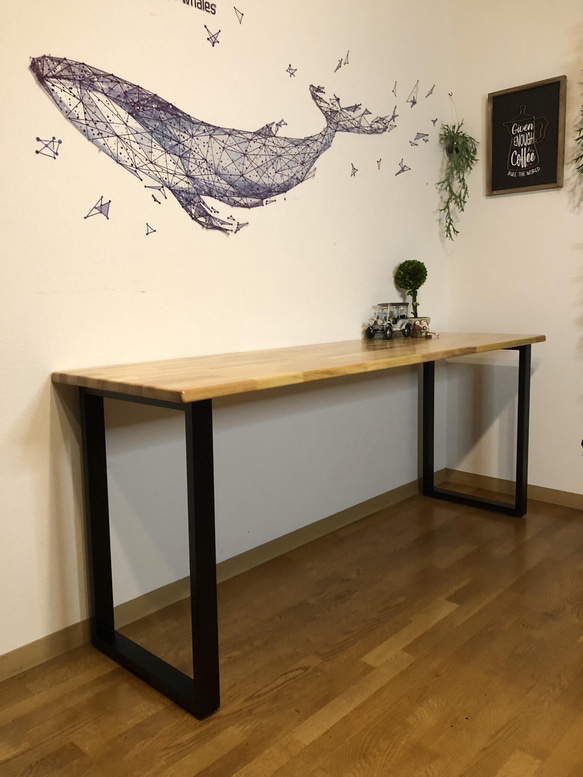 カウンターテーブル ロ型アイアン脚 ロングデスク1800×500×700mm