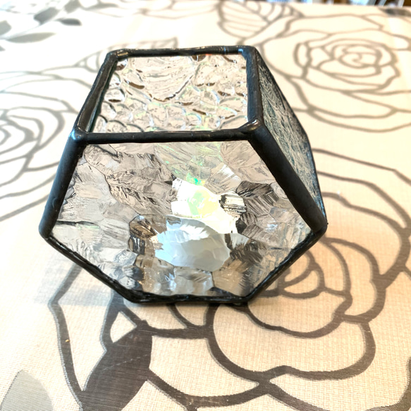 【ぶーやん様専用】六角形の花瓶　ステンドグラス 8枚目の画像