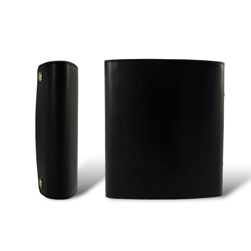 HB×WA5サイズ ヌメ革 システム手帳 ブラック 検: 6穴 手帳 手帳カバー