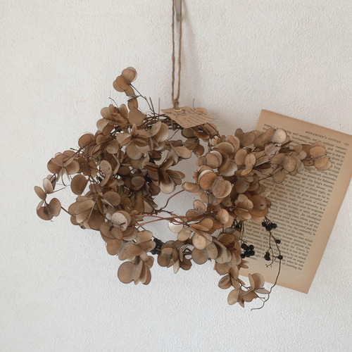 ドライフラワー 山芋の花殻とアオツヅラフジのリース リース 葉つみ