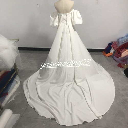 人気上昇 オフショル ホワイト パーティードレス 二次会 前撮り 挙式  