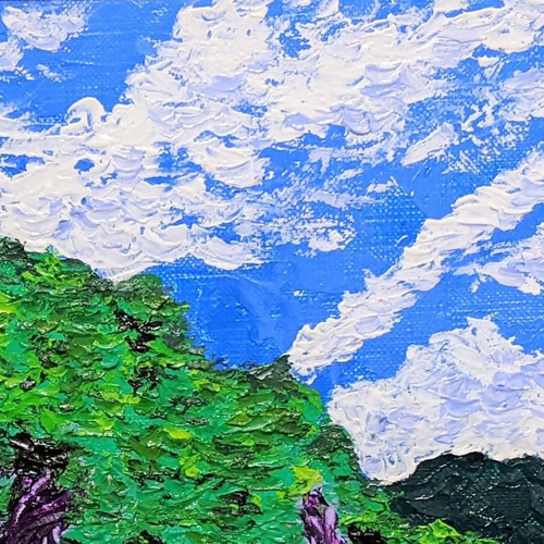 南東北の夏山 額装 油彩画原画 (F3) 絵画 yko 通販 13175510