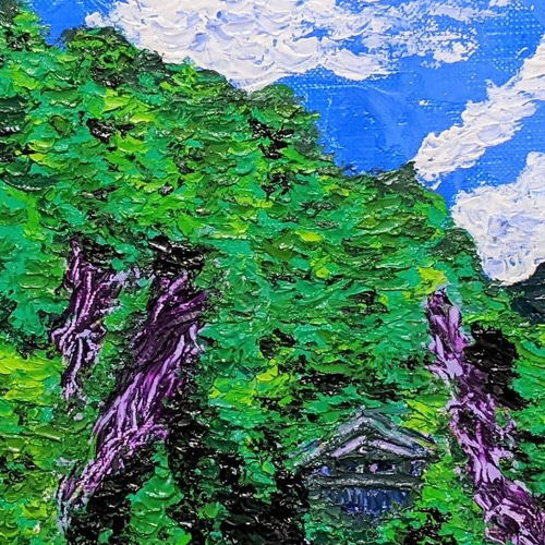 南東北の夏山 額装 油彩画原画 (F3) 絵画 yko 通販 13175510