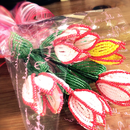 ビーズフラワーキット チューリップ5本セット 「大きな文字と写真で