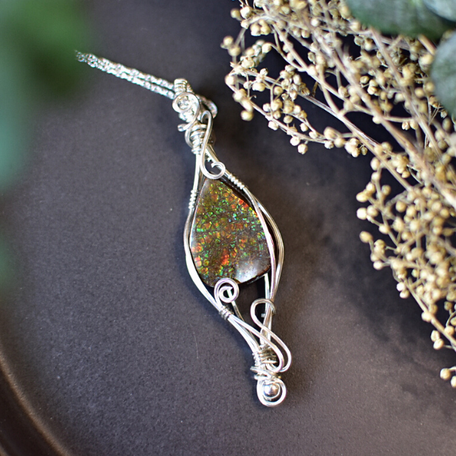 アンモライトストーンネックレス・シルバー925