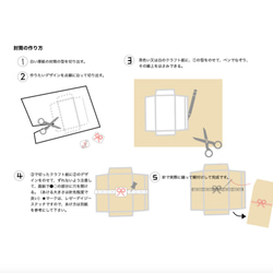 紙刺繍ポチ袋キット 大中小 図案30種 文字１０種から自由に作れる 糸付き 選べるクラフト紙付き 2枚目の画像