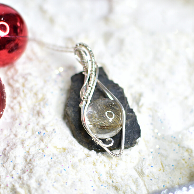 ルチルクォーツストーンネックレス・シルバー925