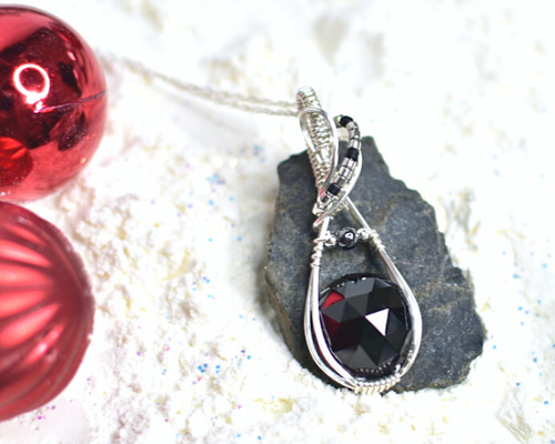ガーネット+ヘマタイトストーンネックレス・シルバー925 ネックレス