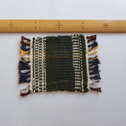 手織りコースター　森　白と青 3枚目の画像