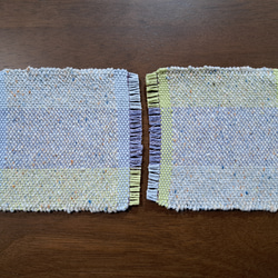淡い春色ネップyarn　手織りコースター　2枚セット 1枚目の画像