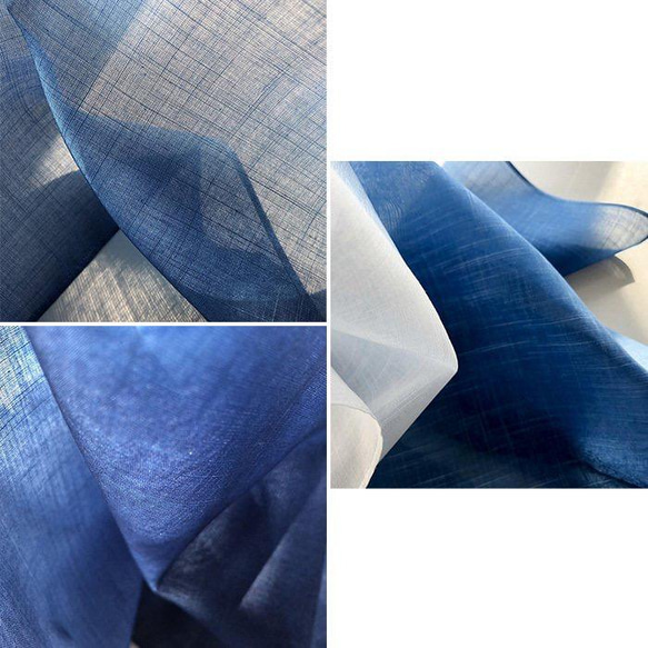 徳島の匠 藍染 本藍染 グラデーションハンカチスカーフ Saai dye studio 綿 本藍染め 5枚目の画像