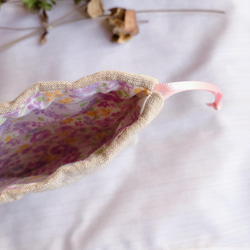 リネンの巾着＆テトラ ハーブのサシェ 2種類 詰替可 リラックス＆防虫 香り 刺繍(エキナセア・ラベンダー・菜の花) 13枚目の画像