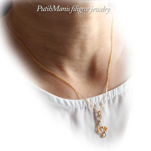 音符・ト音記号チャーム｜銀線細工の音楽モチーフネックレス用