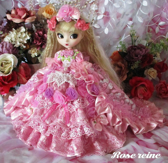 sold K様ご予約品 ベルサイユの薔薇 ローズピンクのラブリースウィートロングトレーンドールドレス 8枚目の画像