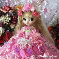 sold K様ご予約品 ベルサイユの薔薇 ローズピンクのラブリースウィートロングトレーンドールドレス 9枚目の画像