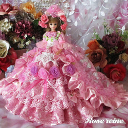 sold K様ご予約品 ベルサイユの薔薇 ローズピンクのラブリースウィートロングトレーンドールドレス 3枚目の画像