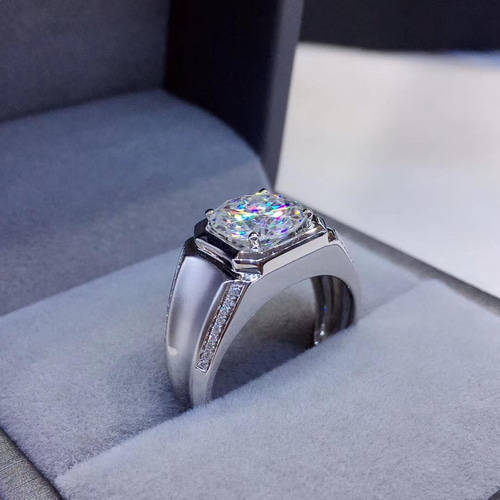 3.0カラット 】輝く モアサナイト ダイヤ メンズ リング K18WG 指輪