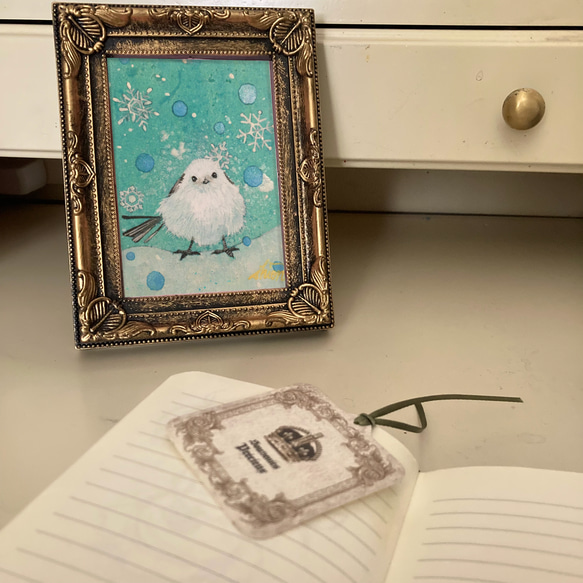 冬の小さい日本画　ふくふくシマエナガ 2枚目の画像