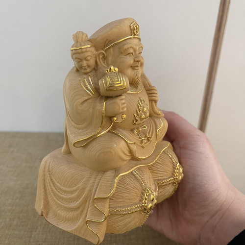 極上品 切金 三面大黒天 精密彫刻 木彫仏像 置物 彫刻 大波彫刻 通販