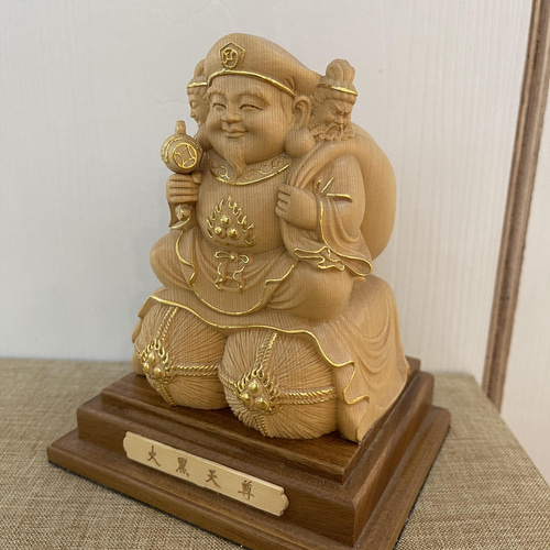 極上品 切金 三面大黒天 精密彫刻 木彫仏像 置物 彫刻 大波彫刻 通販