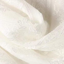 【ジョーゼットシルク100%】透け感刺繍生地　フェミニンブラウス【秋春夏】白 14枚目の画像
